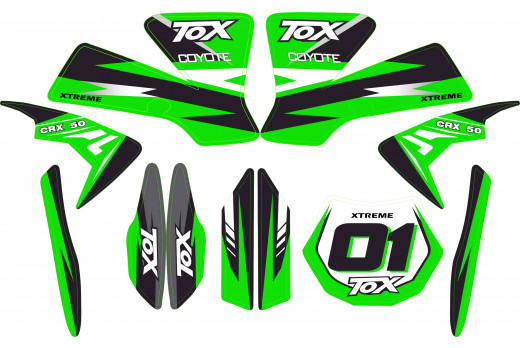 MINI DIRT BIKE CRX 50 TOX STICKER KIT / DECALS / TRANSFERS IN GREEN