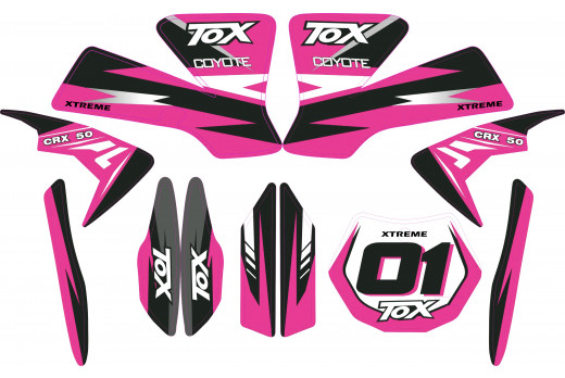 MINI DIRT BIKE CRX 50 TOX STICKER KIT / DECALS / TRANSFERS IN PINK