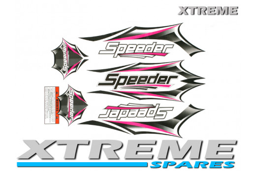 FLICKER 3 SPEEDER SCOOTER STICKER KIT DECALS TRANSFERS IN PINK / GREEN / ORANGE