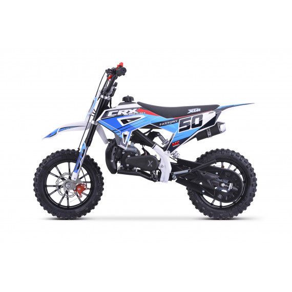 XTM CRX 50CC DIRT BIKE WHITE BLUE HYDRAULIC SUSPENSION