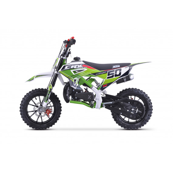 XTM CRX 50CC DIRT BIKE COLOUR-CODED GREEN HYDRAULIC SUSPENSION