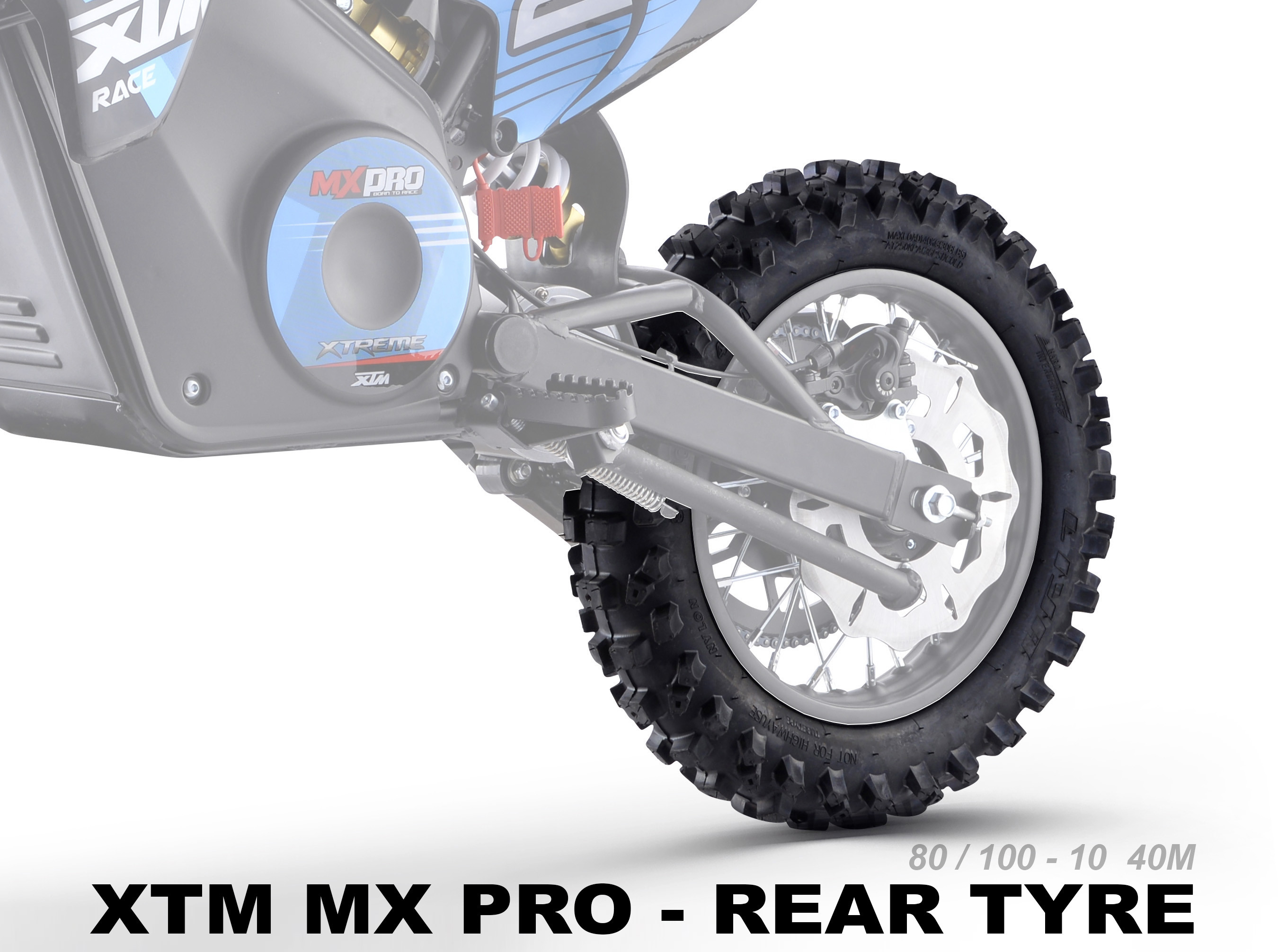 XTREME ELECTRIC XTM MX-PRO 36V REPLACEMENT REAR TYRE 80/100-10 40M