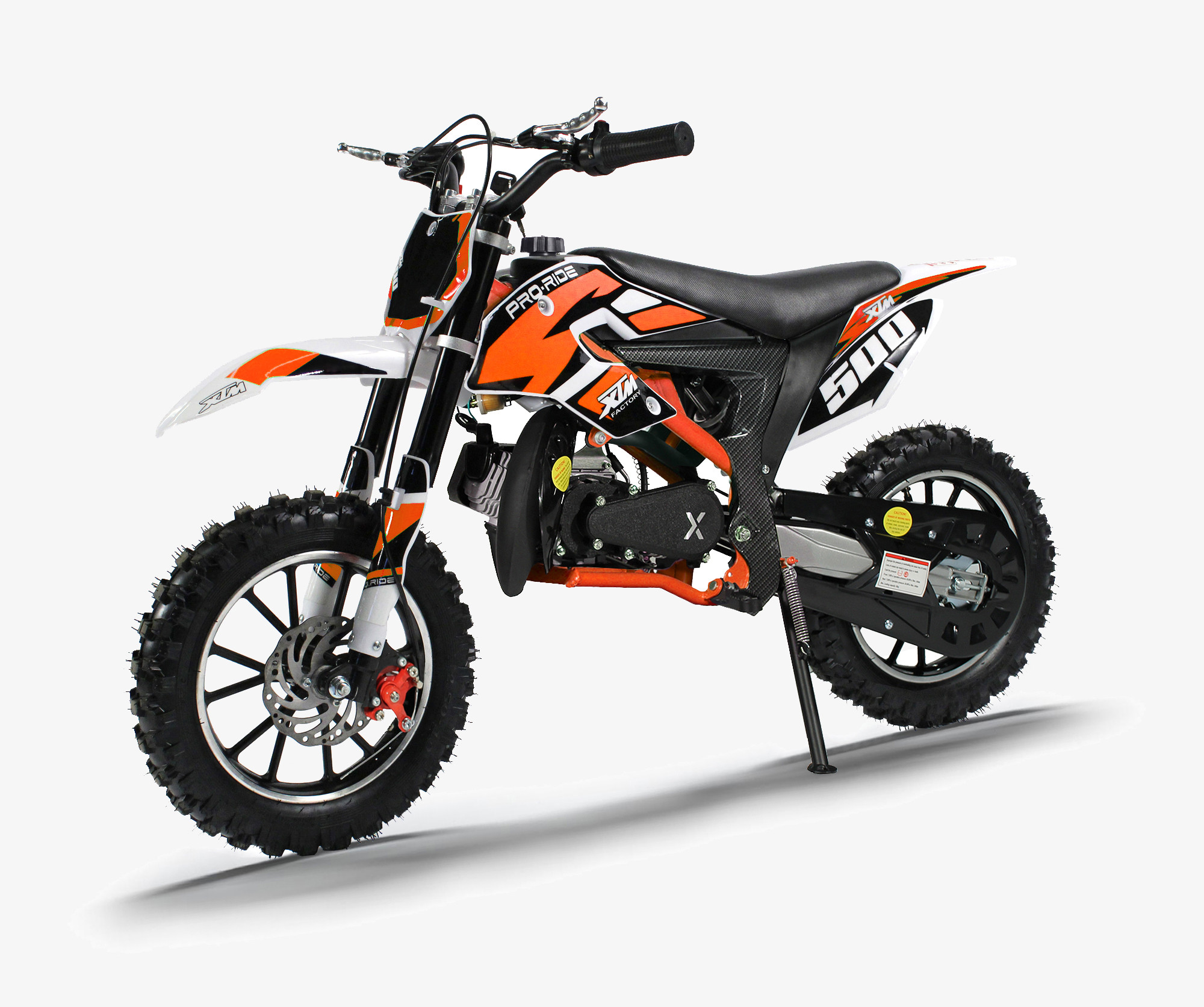 XTM PRO-RIDER 50cc DIRT BIKE COLOUR-CODED WHITE ORANGE