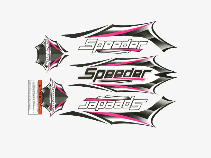 FLICKER 3 SPEEDER SCOOTER STICKER KIT DECALS TRANSFERS IN PINK / GREEN / ORANGE