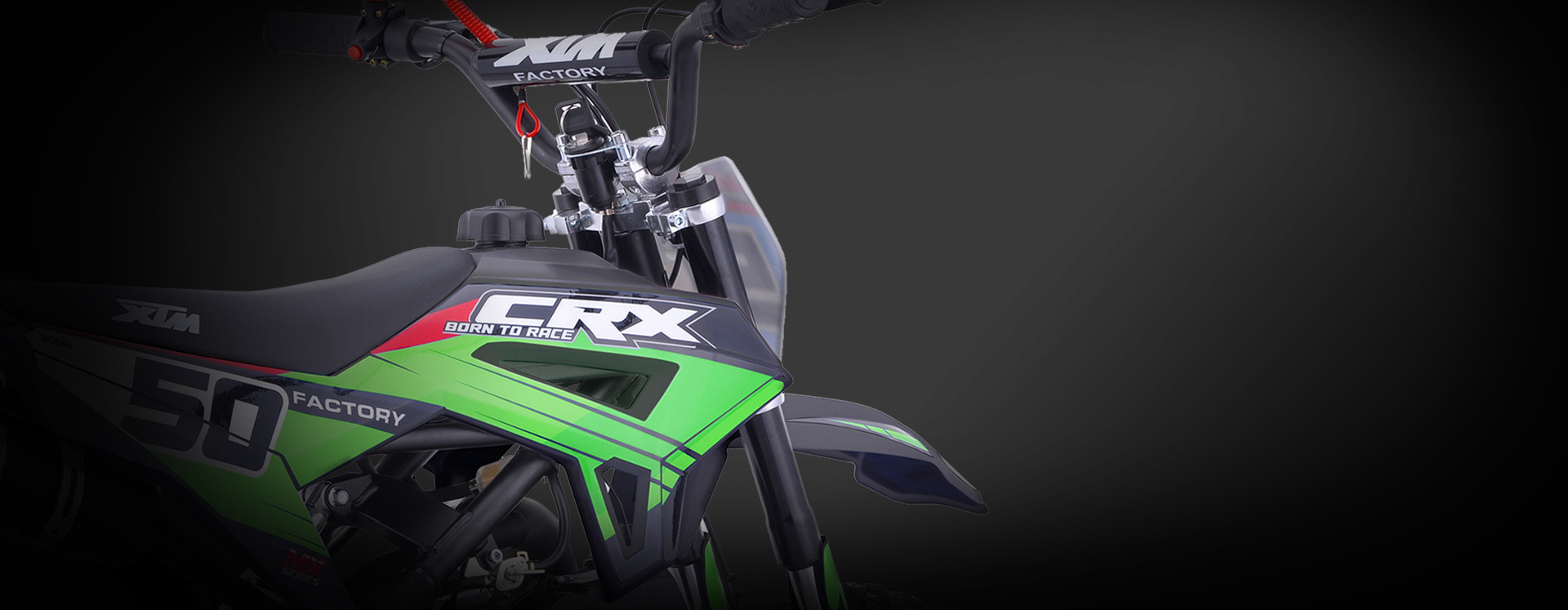 XTM CRX 50CC DIRT BIKE BLACK GREEN