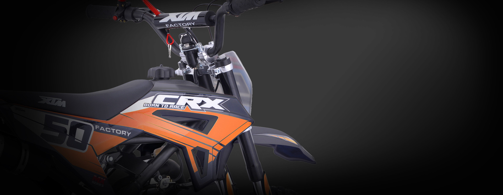 XTM CRX 50CC DIRT BIKE BLACK ORANGE