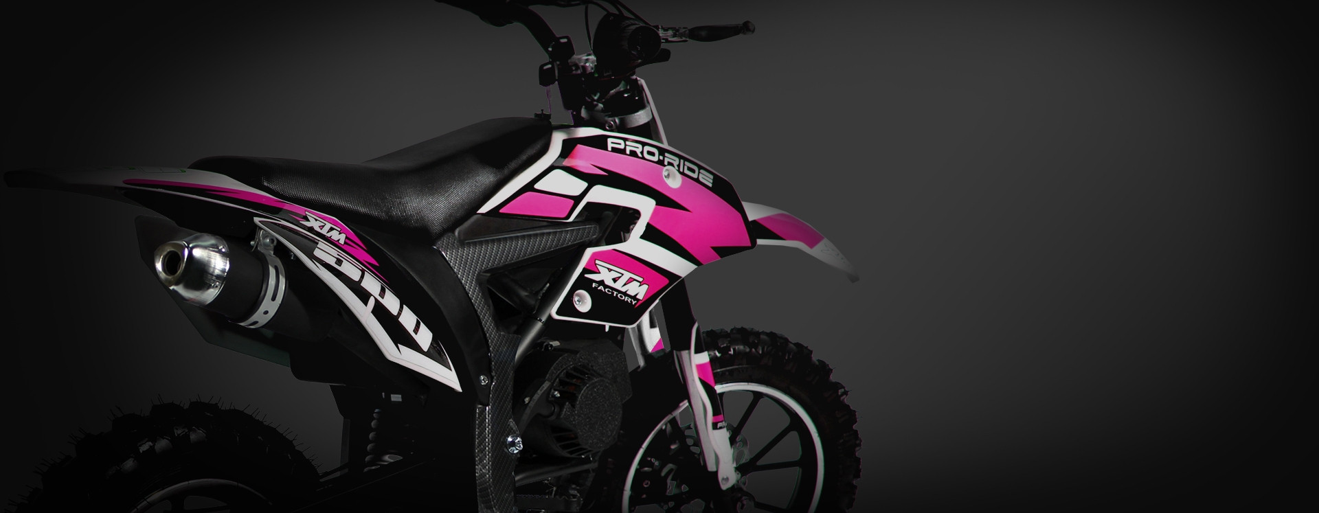 XTM PRO-RIDER 50cc DIRT BIKE COLOUR-CODED WHITE PINK